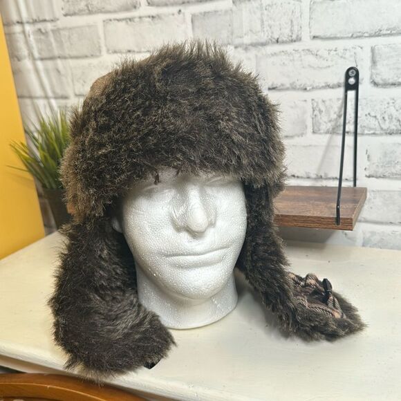 Urban Pipeline Plaid Wool Trapper Hat, Faux Fur - Picture 2 of 7